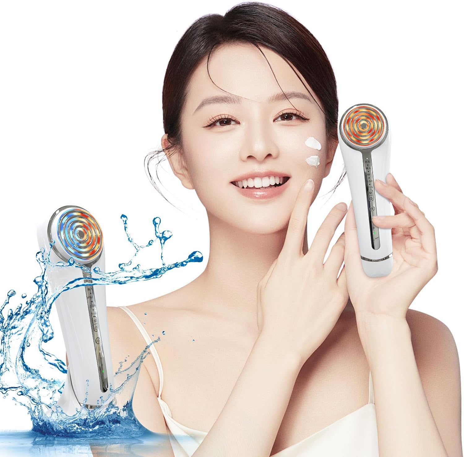 【2024年新モデル】美顔器 EMS 美容器 RF美顔器 目元美顔器 1台多役 自宅用美顔器 EMS微電流 温冷機能 5種類モード 3段階レベル 超音波振動 LED4色光エステ 目元ケア 肌ケア 口元