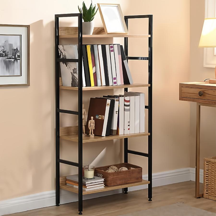 出荷が速い/安い/新型オープンシェルフ木製棚スリムラック本棚キッチン収納おしゃれ幅60cm×奥行き27.6cm×高さ126cm4段オーク