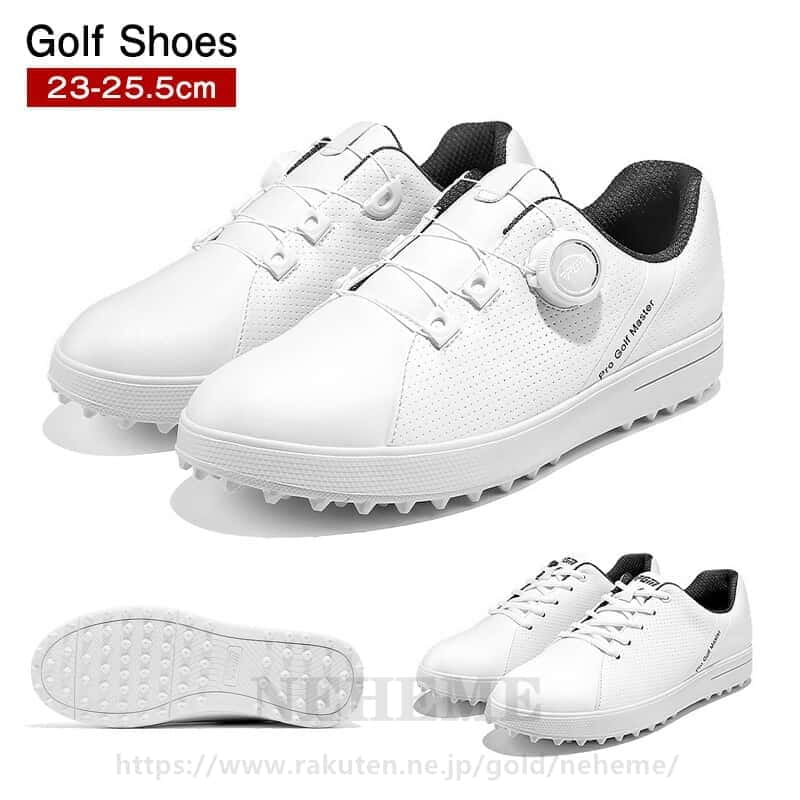 ゴルフシューズ レディース スニーカー スパイクレス ダイヤル式 紐付き スニーカータイプ 歩きやすい 疲れにくい 快適 防水 レディースファッション レディースシューズ 靴 23-25.5cm ゴル