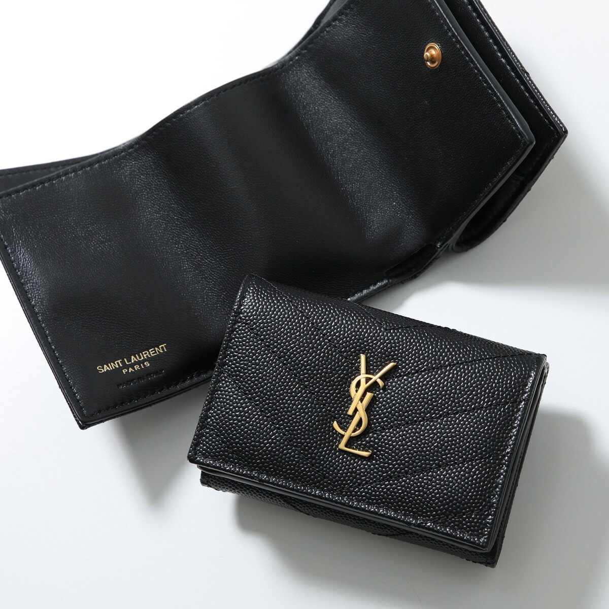 SAINT LAURENT サンローラン 三つ折り財布 668274 BOWA1 レディース モノグラム オリガミ レザー カサンドラロゴ キルティング ミニ財布 1000