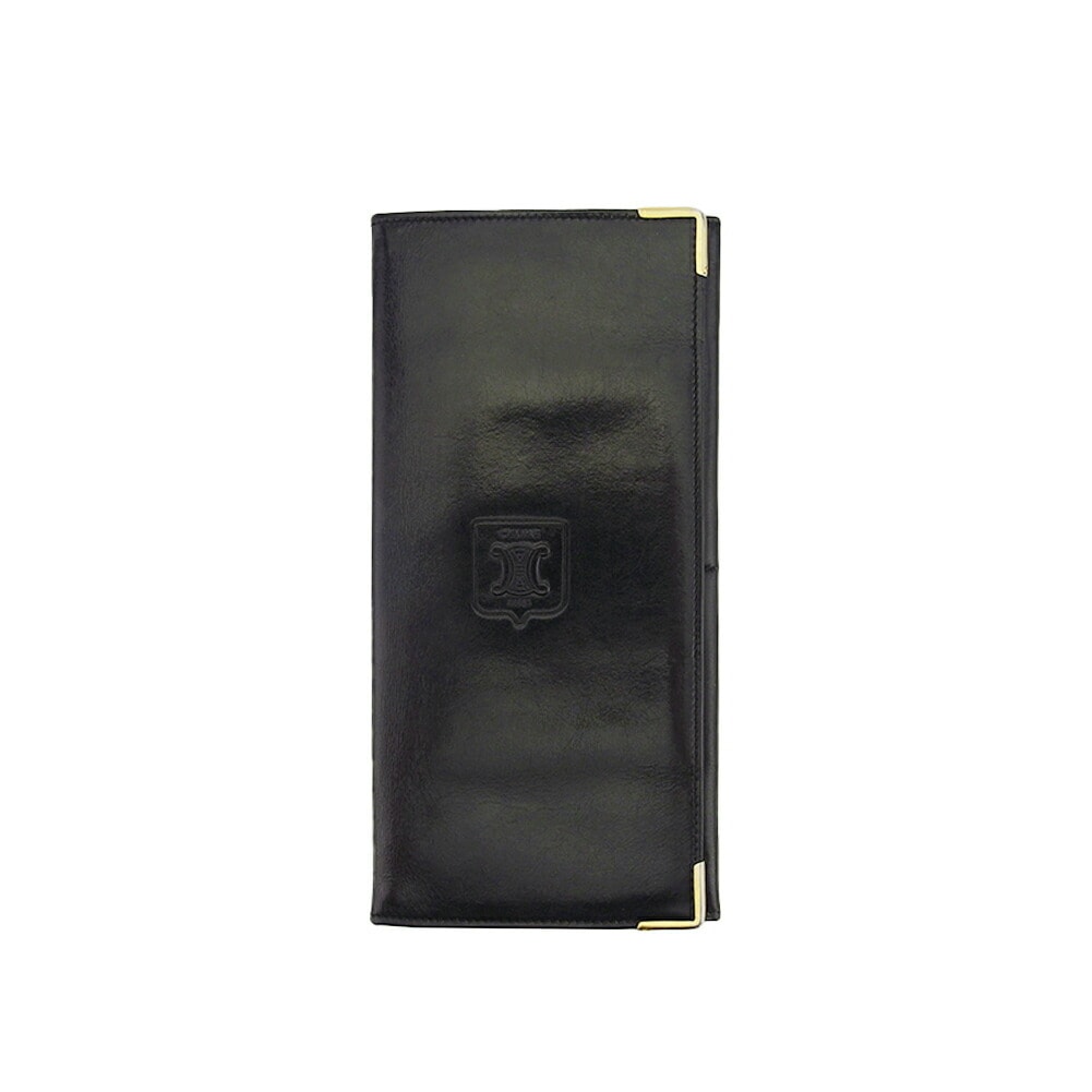 長財布 トリオンフマーク 角プレート ブラック ゴールド レディース 中古