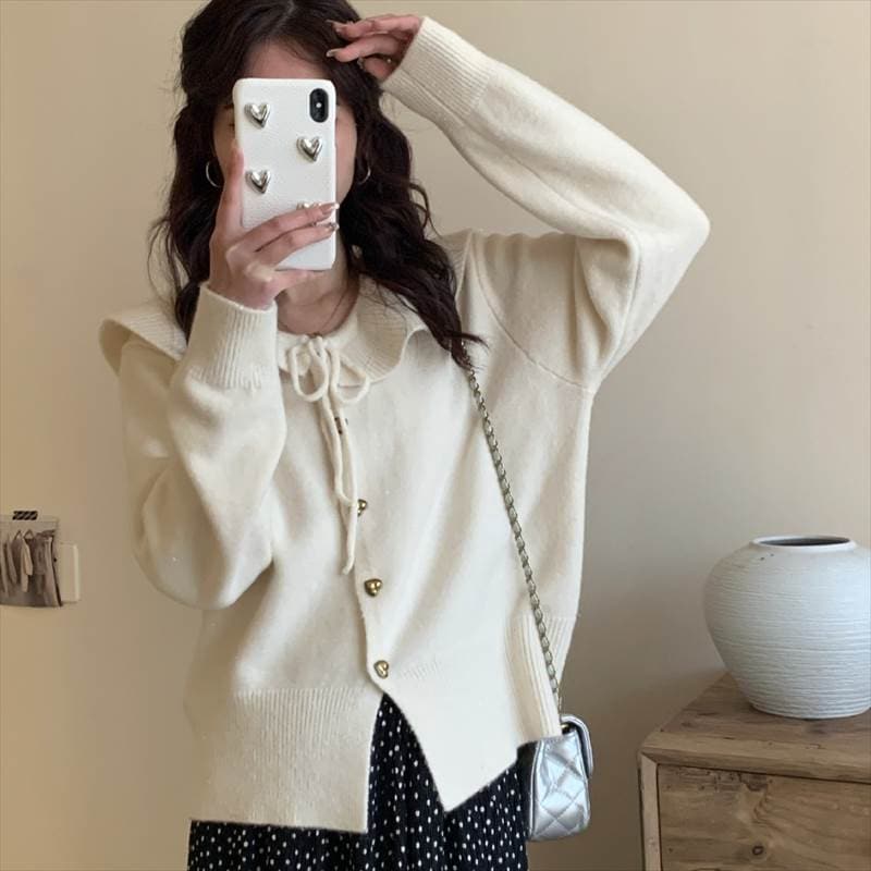 トップス カーディガン レディース 長袖 襟付き ミディアム丈 前開き ハートボタン ビックカラー かわいい 大人可愛い きれいめ シンプル 上品 おしゃれ かっこいい カジュアル こなれ感 個性的