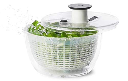 OXO サラダスピナー 野菜水切り器 小 丸型 2~3人分 一人暮らし 20.5×20.5×12cm 食器洗い乾燥機(低温設定)可