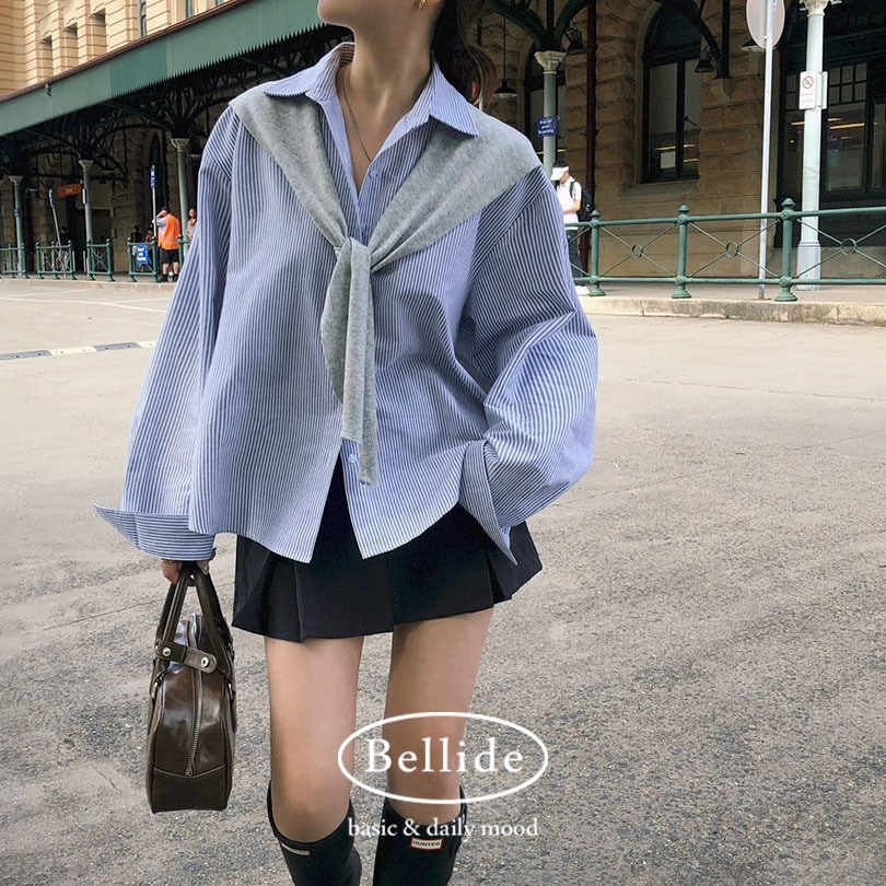 [MADE] ボーイフィットオックスフォードストライプシャツ bs1163