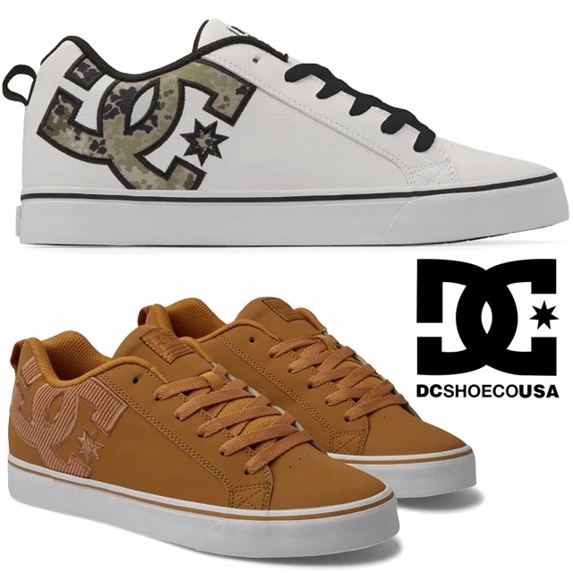 ディーシーシューズ メンズ スニーカー 白 靴 コート バルク SE SN ホワイト/プリント カモフラージュ ローカット タン/ブラウン レースアップ カジュアルシューズ DC SHOES DM24