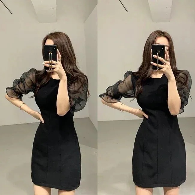 ミニ シースルー 黒 韓版 ファッション レディース 膝上 お呼ばれ ド 5,560円