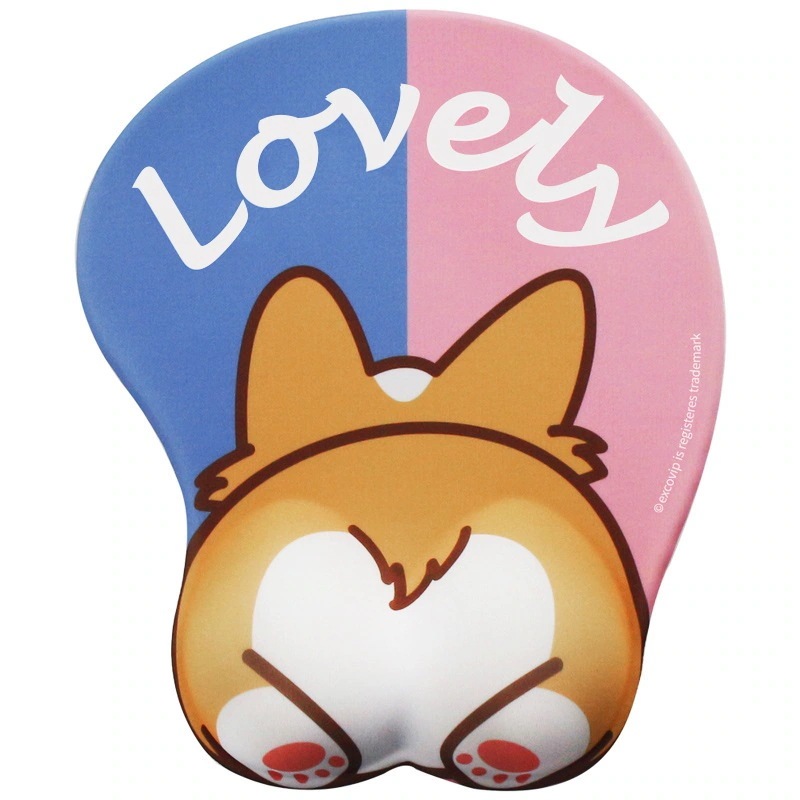 女の子向けのかわいいコーギーマウスパッドリストガード男性用マウスパッドシリコンハンドレストキーボードリストガード