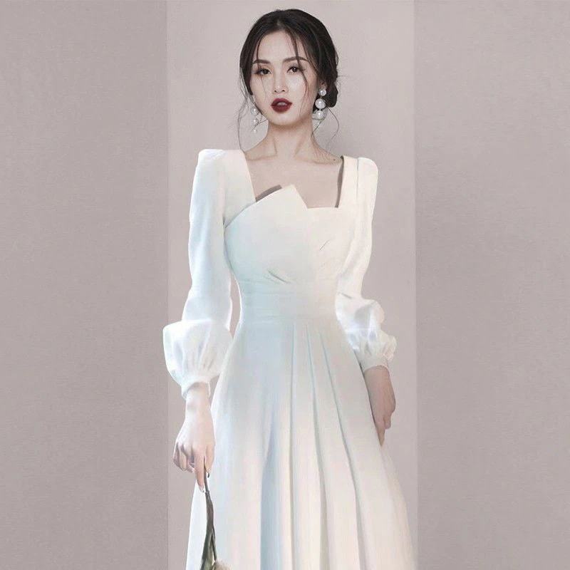 2024春新作 ドレス ワンピース 韓国ファッション 韩国 パーティードレス 結婚式 レディース Aライン ロングドレス おしゃれ 花嫁ドレス ロングワンピ-25