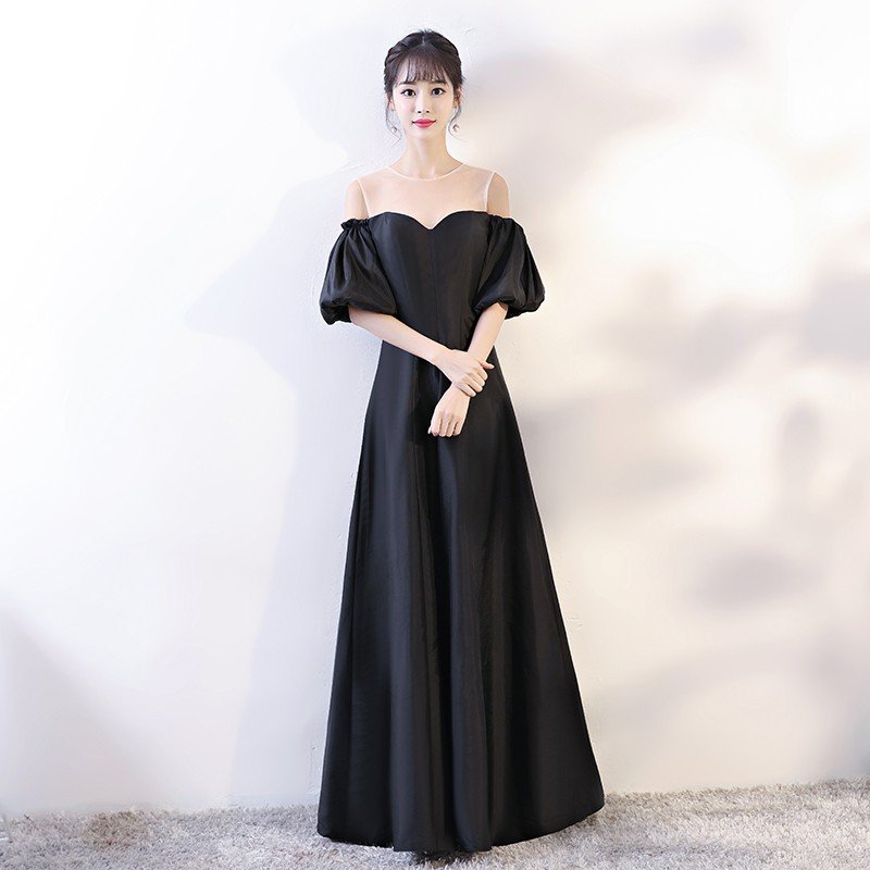 カラードレス 黒 安い ロングドレス 演奏会 袖ありカクテルドレス 結婚式 イブニングドレス 花嫁 二次会 フォーマルドレス 発表会 パーティードレス コンサート