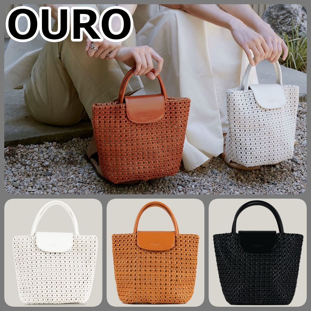 【OURO】LEATHER BASKET BAG [公式正規品] レザーバスケットバッグ かばん 牛革バック 本革 ハンドバッグ レザーバスケットバッグ 韓国