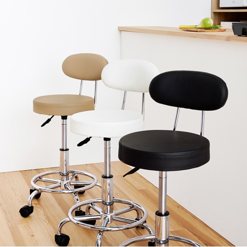 2wayキッチンチェア 椅子 キャスター／アジャスター 背もたれを外してスツールに 腰痛対策 360度回転 高さ昇降