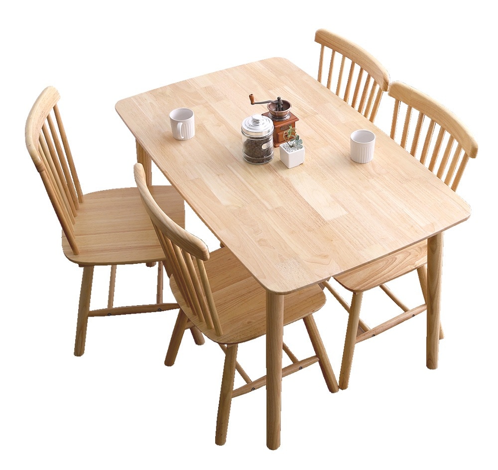 ダイニングテーブルセット 木製 4人用 ウィンザーチェア おしゃれ ナチュラルモダン 121cm 食卓 エレガント
