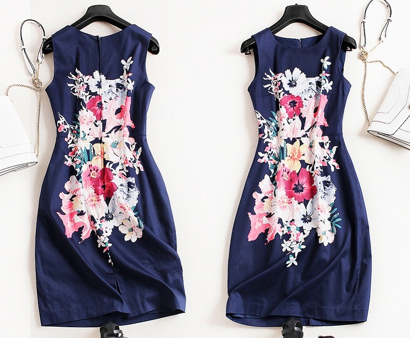 レディース 女心をくすぐる華やかフラワー 二次会 膝丈 スレンダーライン 花柄 ワンピース パーティ 結婚式 他と被らない お呼ばれ フォーマル タイト 大きいサイズ ドレス パーティードレス