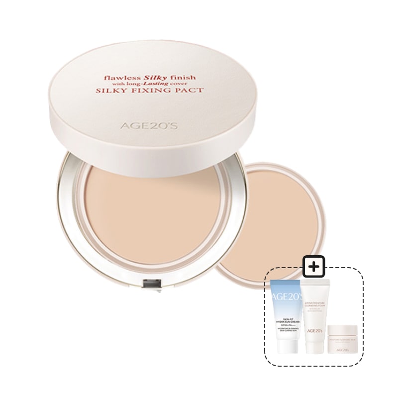 [追加贈呈 Set] シルキーフィクシングパクト 14g (本品+リフィル) (+ サンクリーム15ml/クレンジングミニキット) (SPF50+ PA++++)