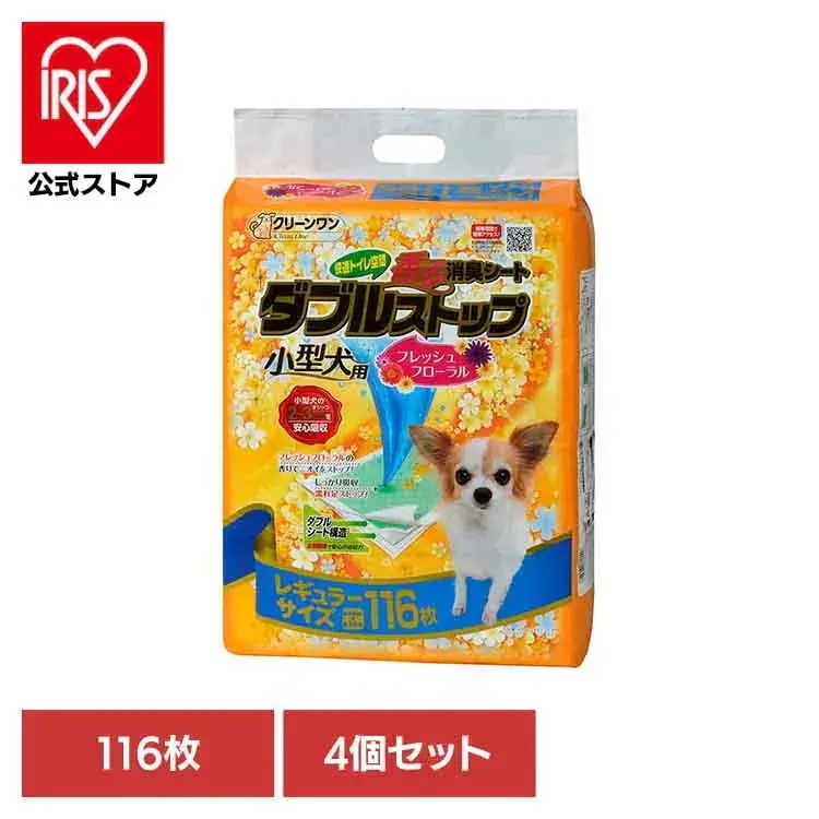 【目玉商品】[4個]香る消臭シート　ダブルストップ小型犬用フレッシュフローラルの香りレギュラー１１６枚 2790538 シーズイシハラ株式会社