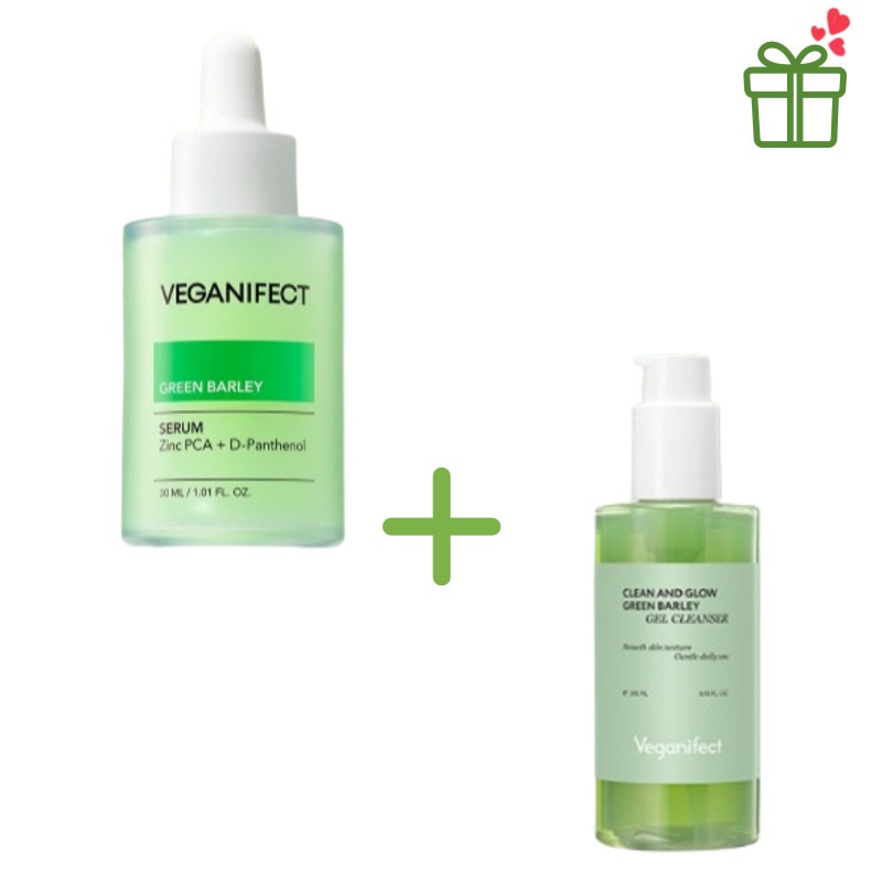 【ビ―ガン毛穴ケアセット】青麦ジンクセラム30ml＋LHAジェルクレンザー205ml／朝夜すっきり皮脂・角質ケアに【W毛穴ケア】朝晩すっきり角質・皮脂ケア／敏感肌にも+ランダムギフト付き