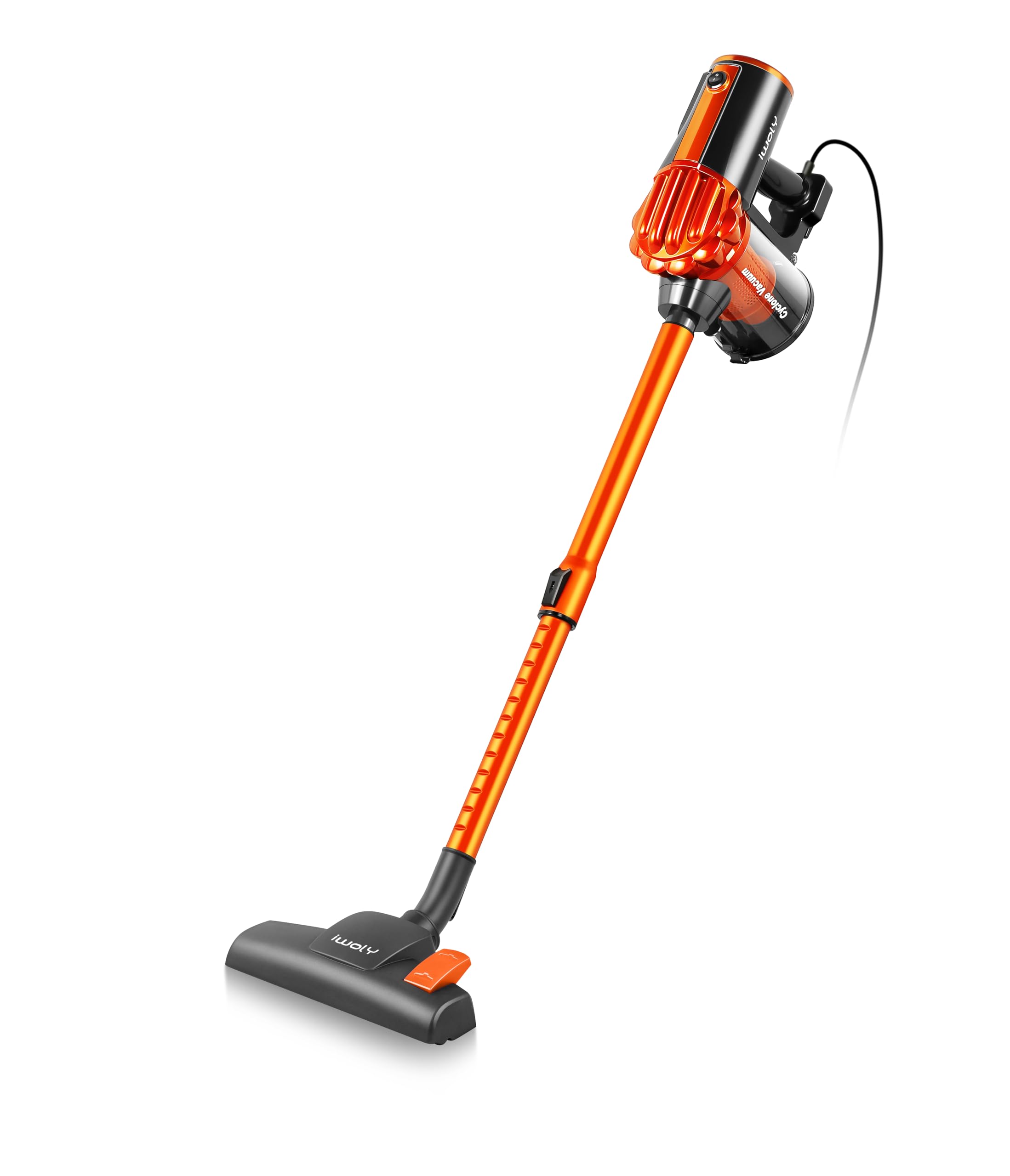 iwoly 掃除機 V600 サイクロン 600W ハイパワー 超強力吸引 コード式 スティッククリーナー HEPAフィルター コード付き コンパクト 静音 超軽量 2way オレンジ