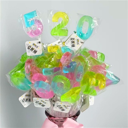 シュガーフリークリスタルグラデーションロングロリポップブーケ漫画動物ジェスチャー試験インスピレーション応援キャンディ