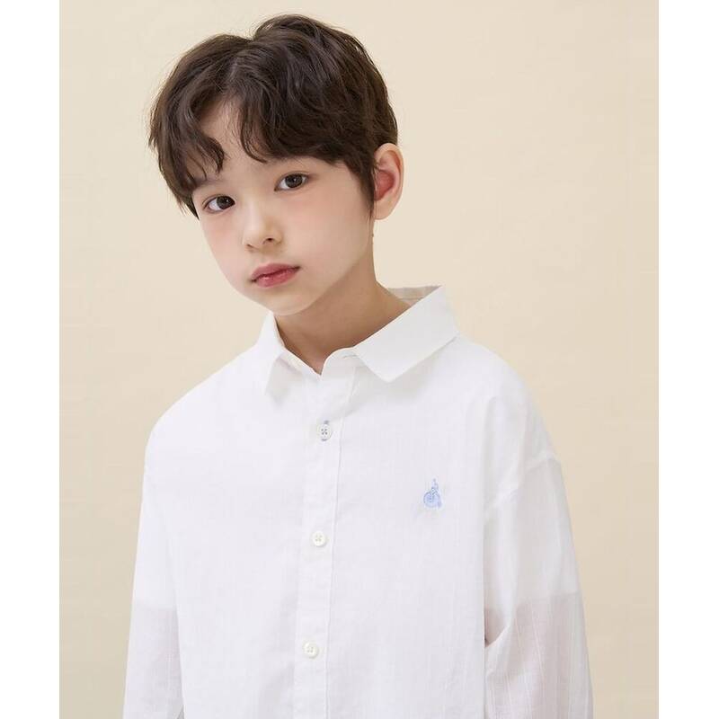 ビーンポールキッズ BEANPOLE KIDS ストライプ オーバーフィット シアシャツ ホワイト (BI6364U011) BI6364U011 350011