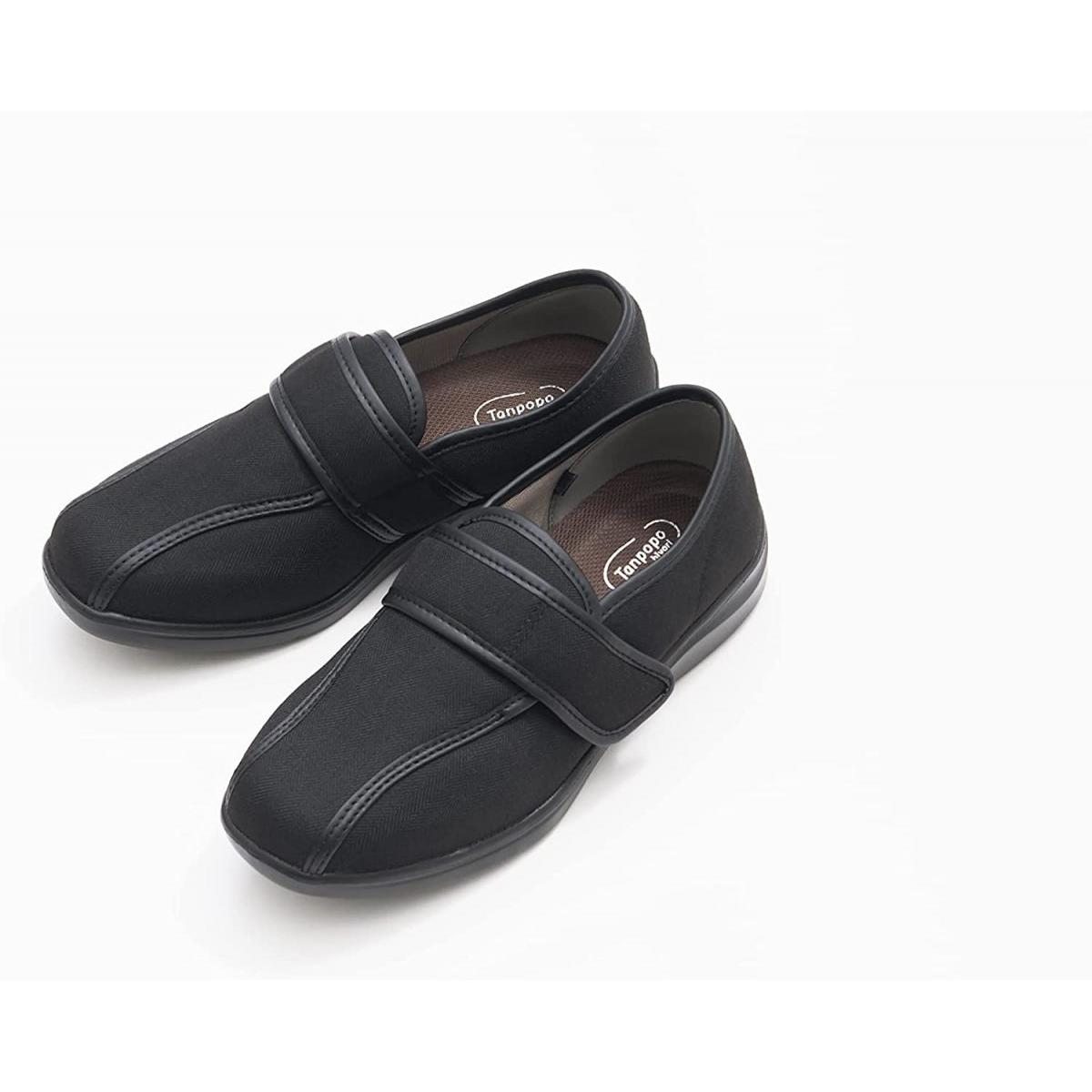 徳武産業 介護シューズ 紳士靴 かるっふわっウォーク ブラック 3L(25-25.5cm) 3E 外履き 屋外履き ビジネス 仕事用 靴 6319