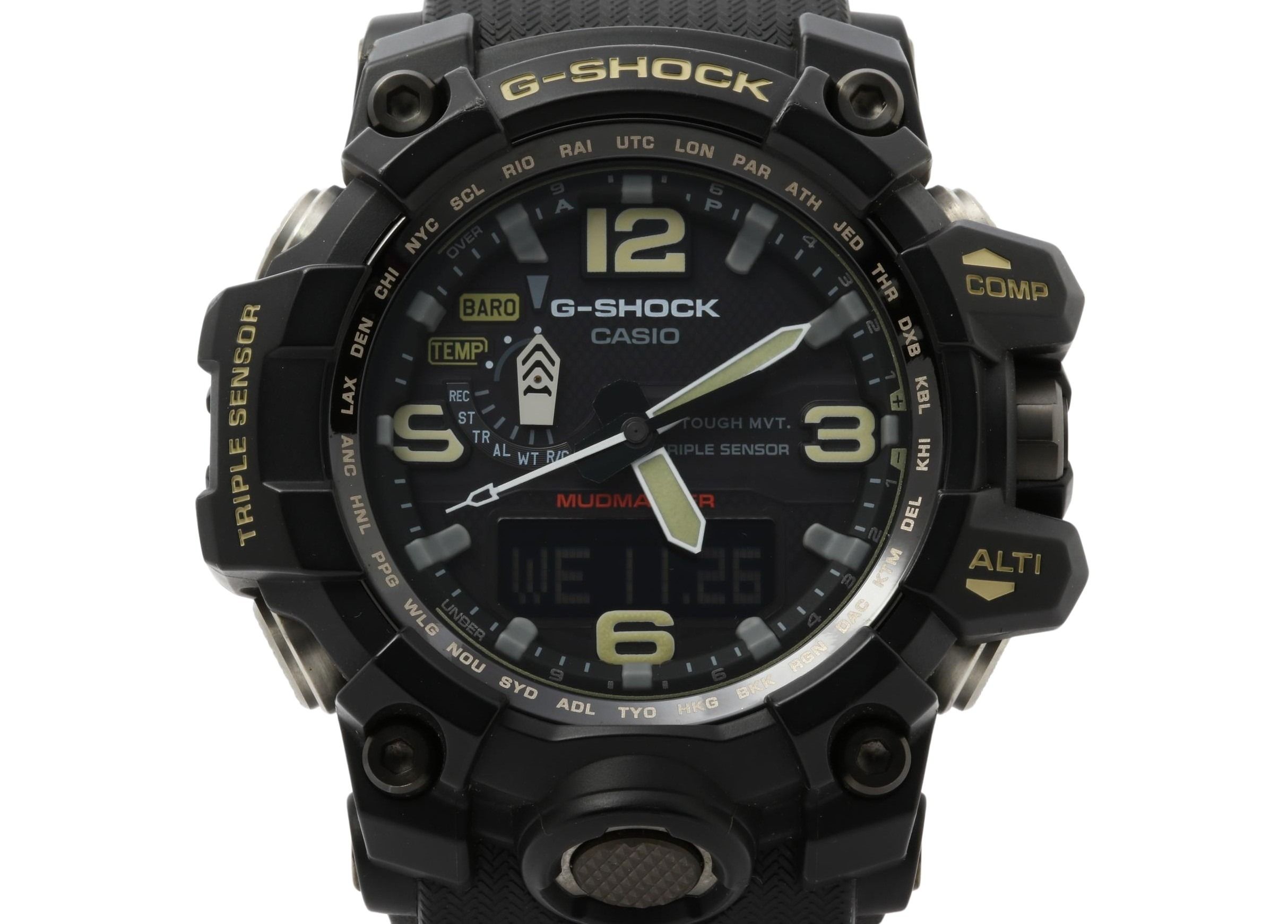 時計 G-SHOCK MASTER OF G - LAND MUDMASTER 樹脂／ステンレススチール GWG-1000-1AJF アナデジ ブラック メンズ時計【本物保証】
