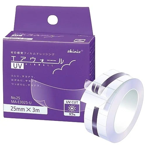 skinix(スキニックス)エアウォールUV 約97%UVブロックフィルム 傷あとケアに 透明 極薄で目立たない 防水 25mm×3m 1巻 M
