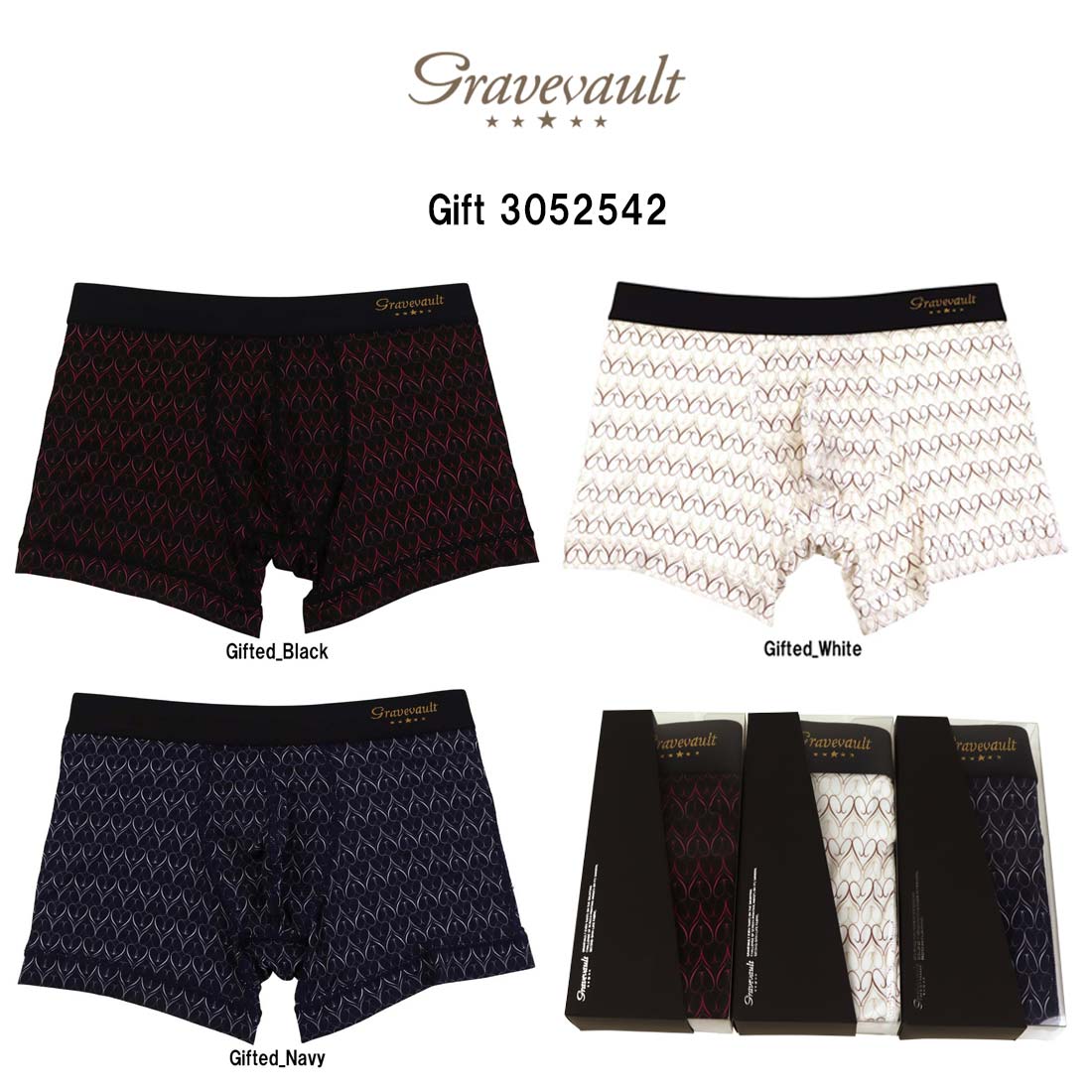 gravevault ボクサーパンツ ショート 前閉じ ナイロン 日本製 ラグジュアリー ギフト メンズ 男性用 下着 Gift 3052542