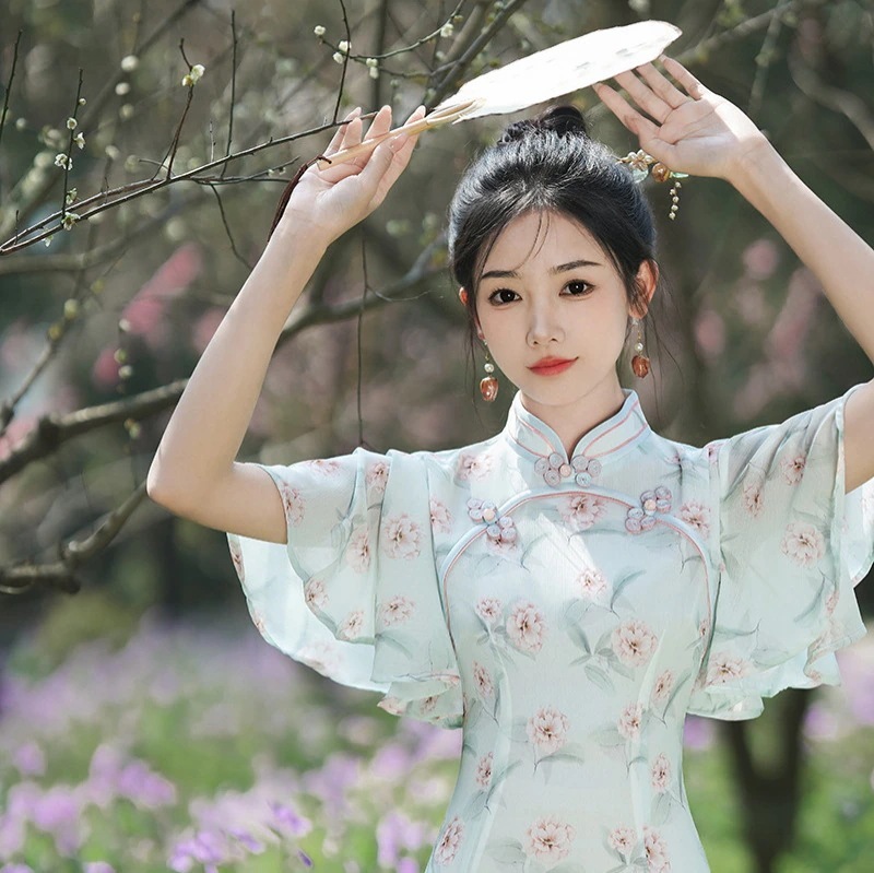 2024春夏改良チャイナドレスデイリースリムチャイナスタイル新しいチャイナスタイルロングドレス女性用