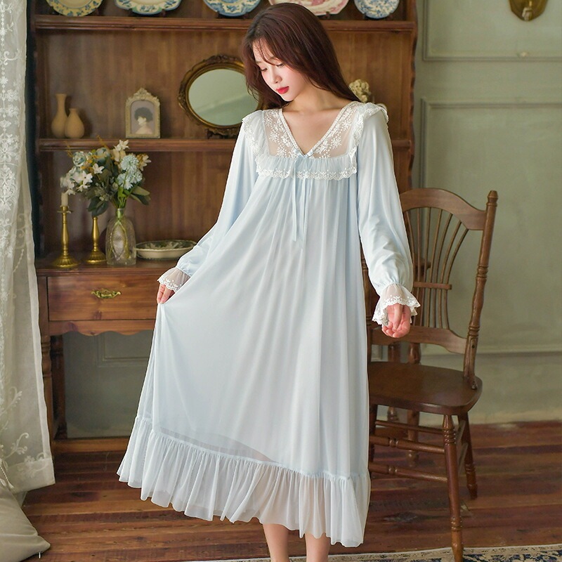 5色入荷 レディース　パジャマ　長袖　ルームウェア レディース ナイトウェア ナイトドレス　春秋　ガウン　コットン　 かわいい　ホームウエア　女性