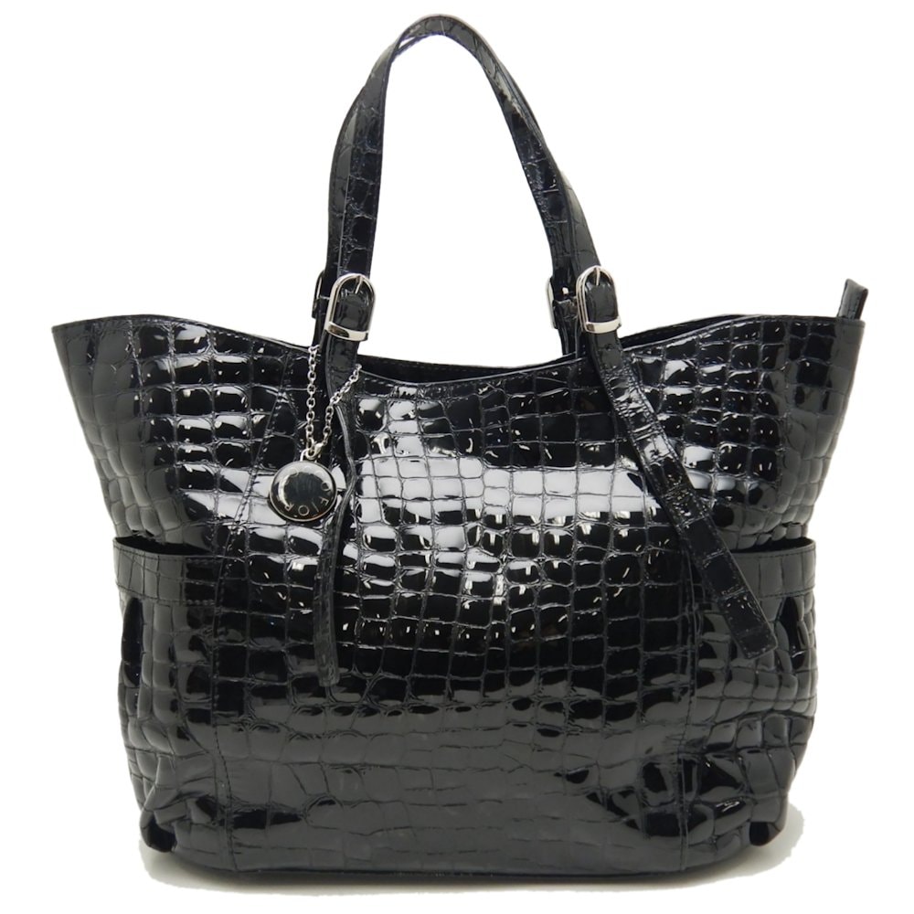 トートバッグ 型押し パテントレザー ブラック/251339【中古】 5,029円