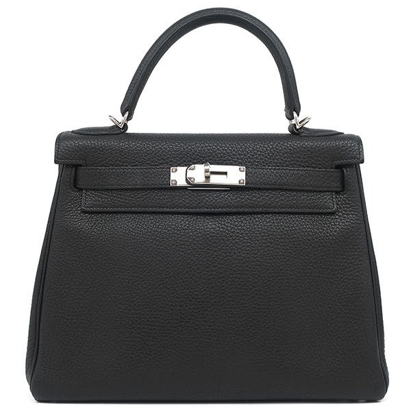 エルメス HERMES 2WAYバッグ ケリー28 内縫い トゴ ブラック シルバー金具 黒 ショルダー 鍵1本欠品 O刻印【中古】