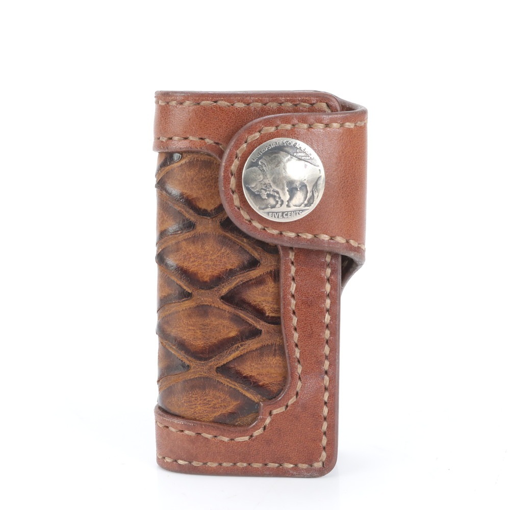 美品 センザンコウ レザー キーケース 4連 6連 キーリング 本革 ブラウン 茶色 メンズ MMM CL86-9 中古