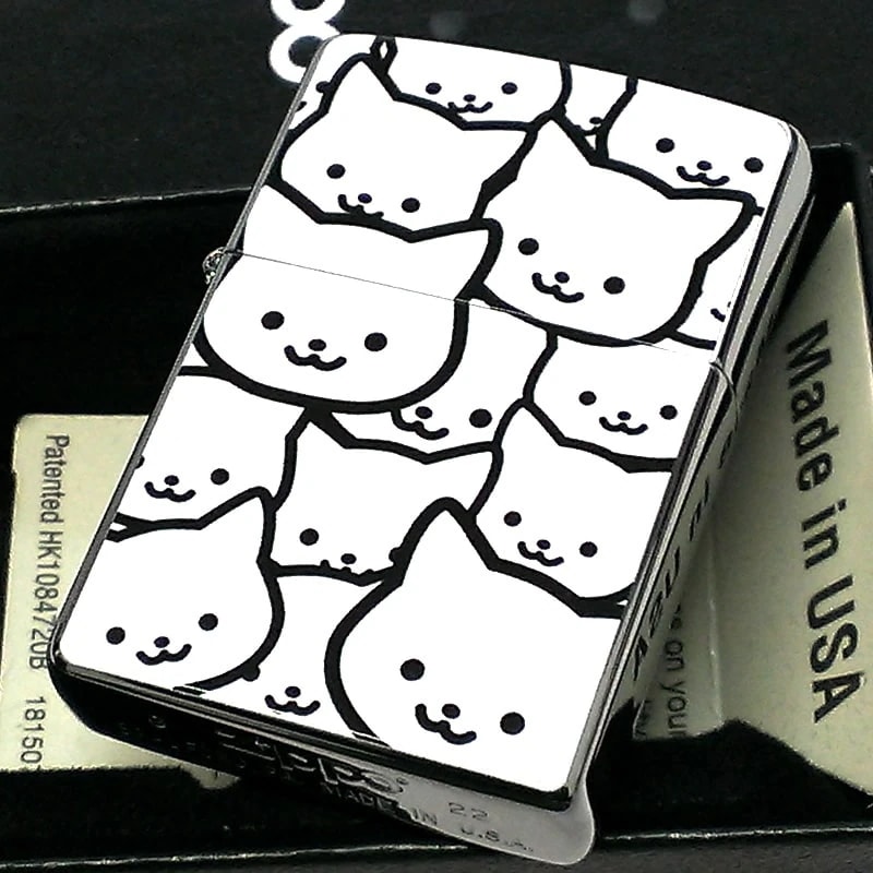 ZIPPO ライター 猫 かわいい ジッポ しろねこ レディース ネコ おしゃれ 白猫 かわいい 動画あり 女性 メンズ ホワイト ねこ 可愛い ギフト プレゼント