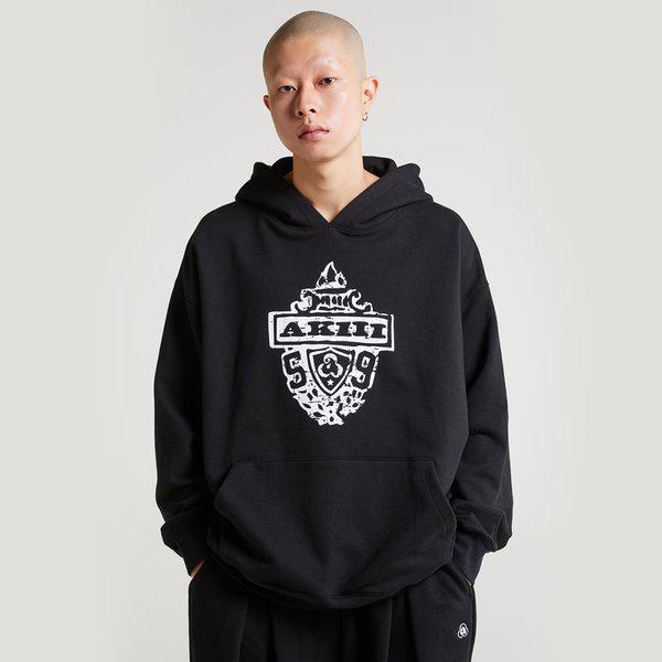 [ルーズフィット] ヘリテージシンボルロゴ 男女共用 フード付きTシャツ ブラック(AKANFU2022300)