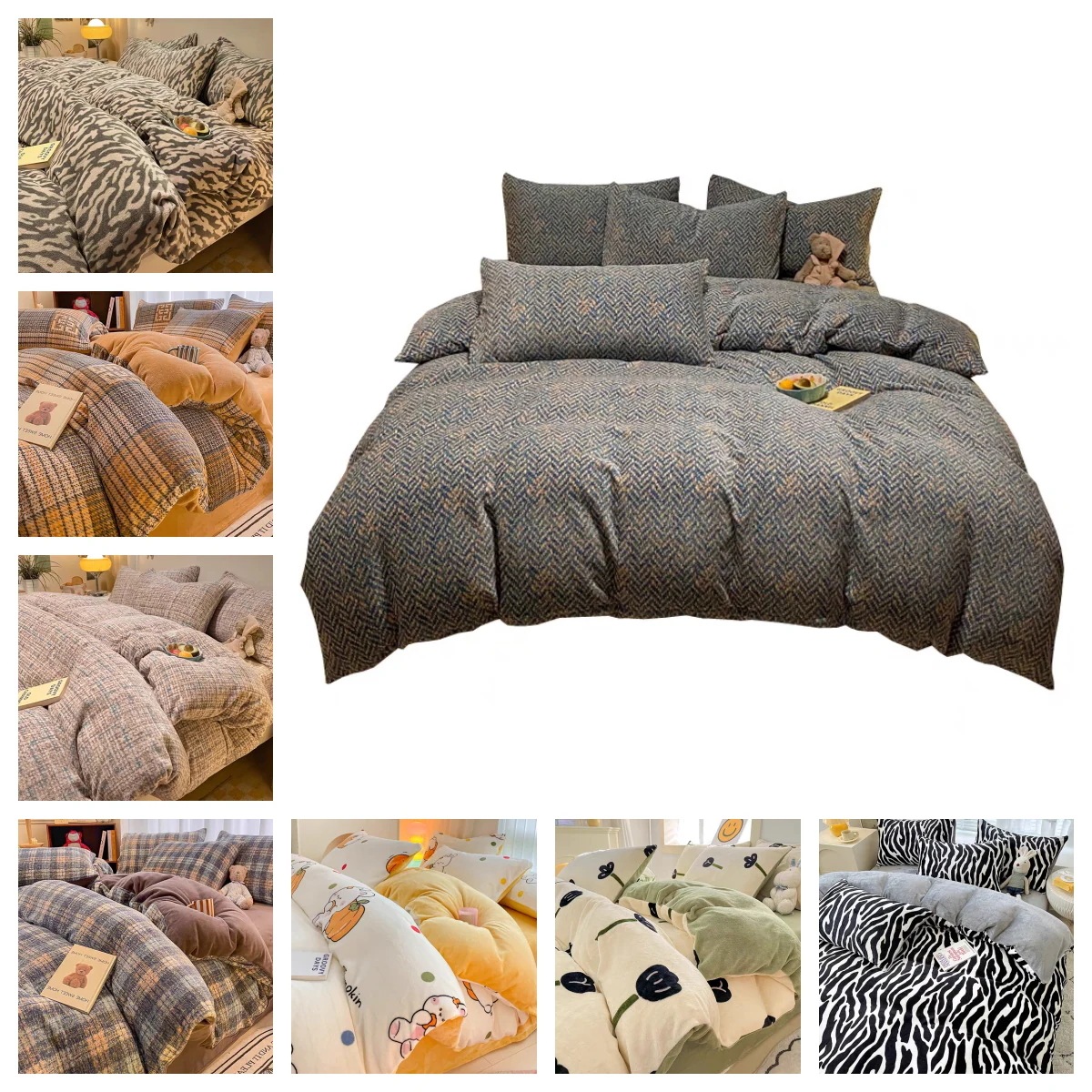 布団カバー セット 韓国ファッション 布団カバー 冬用 毛布 暖かい 厚手 ベッドカバー ダブルサイズ 掛け布団カバーボックスシーツ 抗菌防臭 洗える 寝具 ベッド用品