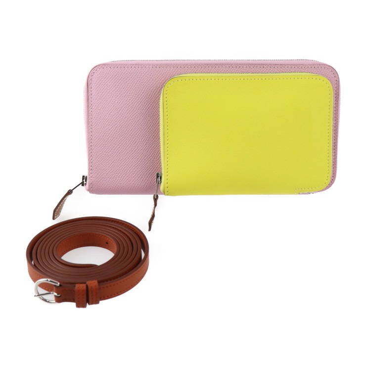 新古未使用展示品 エルメス ショルダーバッグ エプソン スイフト モーヴシルベストル ライム キュイーブル シルバー金具 ラウンドジップ ウエストポーチ マルチケース 長財布 【本物保証】