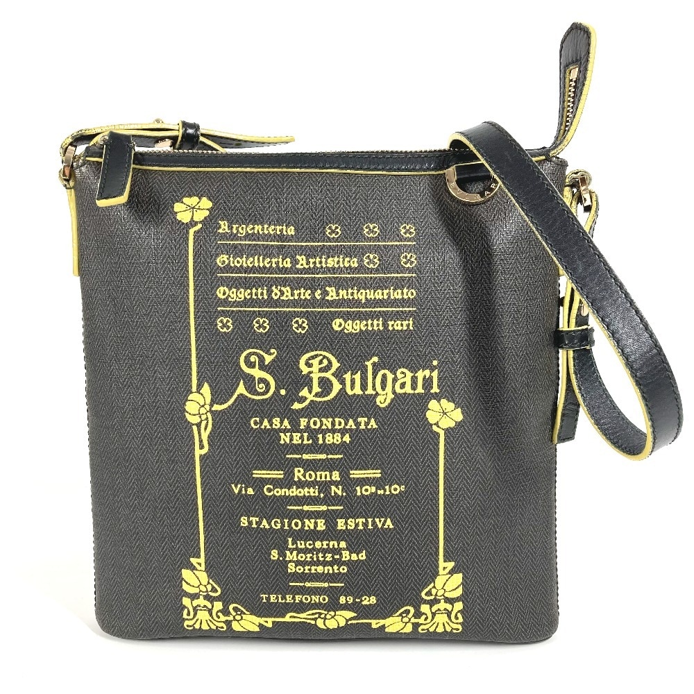 ショルダーバッグ S.Bulgari ロゴ コレツィオーネ カバン 斜め掛け ポシェット PVC/レザー グレー