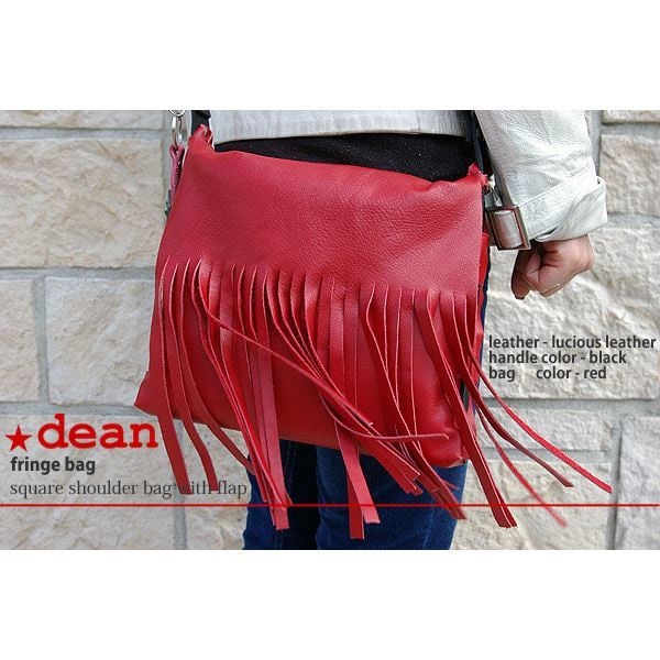 dean（ディーン） fringe bag ショルダーバッグ 斜めがけバッグ 赤