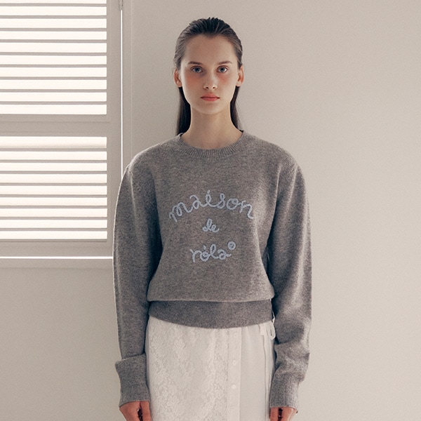 MAISON DE ROLA EMBROIDERY KNIT GRAY