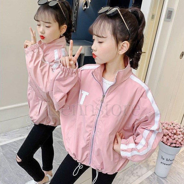 [新品入荷]キッズ ウインドブレーカー 子供服 女の子 ジップパーカー ブルゾン 長袖 ジャケット おしゃれ ス 韓国子供服 可愛い ジャンパー 女児