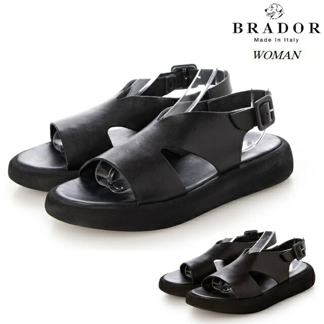 BRADOR ブラドール サンダル レディース 本革 レザー 牛革 シンプル 夏 シューズ 靴 カジュアル 革サンダル レザーサンダル 85-828 25SS 厚底 クッション性
