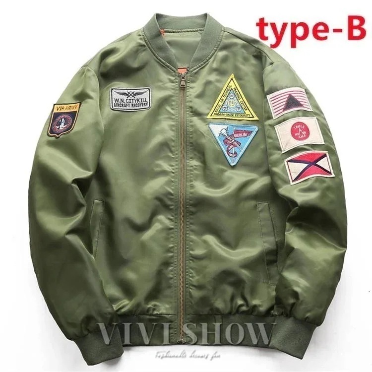メンズ レディース ma-1 ジャンパー ワッペン加工 カジュアル ストリート スタジャン 風 ブルゾン スリム