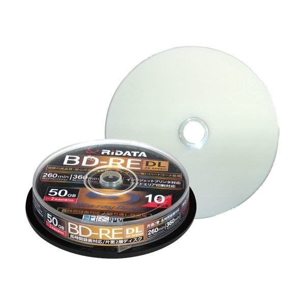 （まとめ）RiDATA 録画用BD-RE DL260分 1-2倍速 ホワイトワイドプリンタブル スピンドルケース BD-RE260PW 2X.10SP A1パック（10枚）3セット