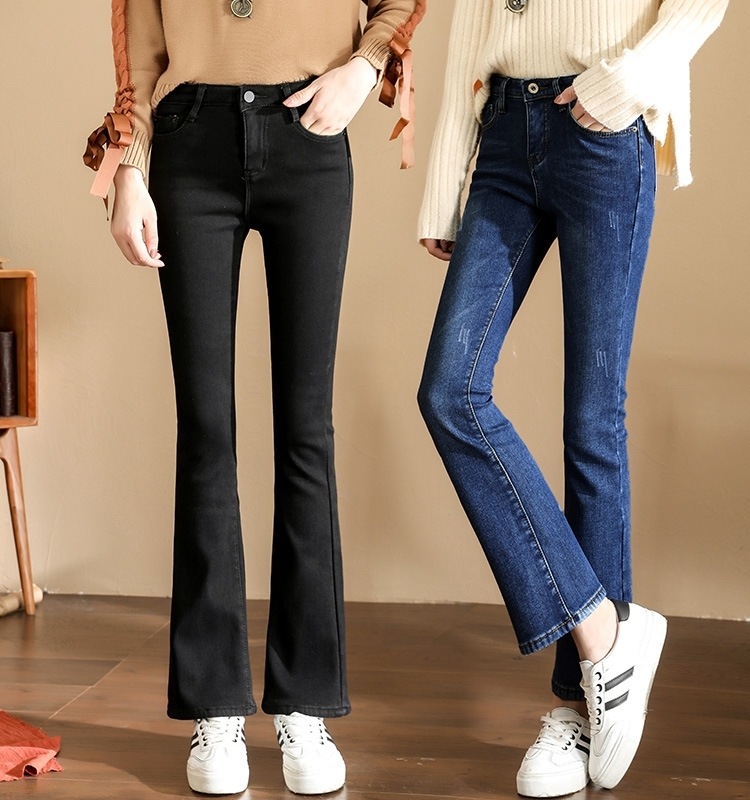 ストレッチ スタイルアップ 2レングス フレアパンツ ボトムス パンツ ズボン ブーツカット ジーンズ アンクル丈 ロング丈 ブーツカット デニム サイドポケット 前ファスナー ベルト通し付き 伸縮性