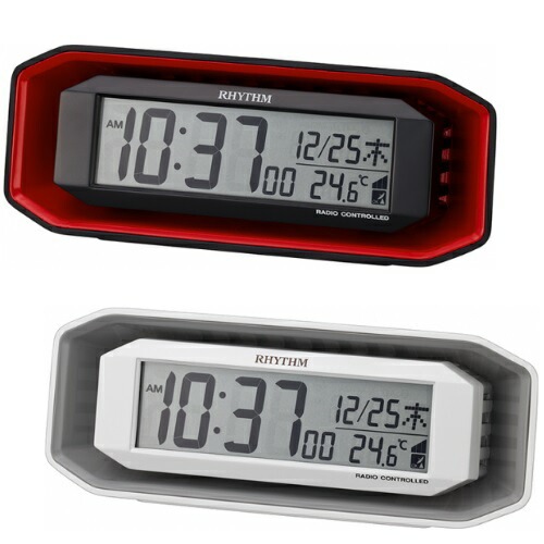 大音量デジタル電波目覚まし時計　フィットウェーブバトル２２０　( 赤 / 白 )