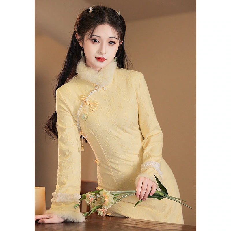 チーズイエローチョンサム2025スリム秋と冬のスタイルスタイルデイリーウェアラブル冬の濃厚な長袖