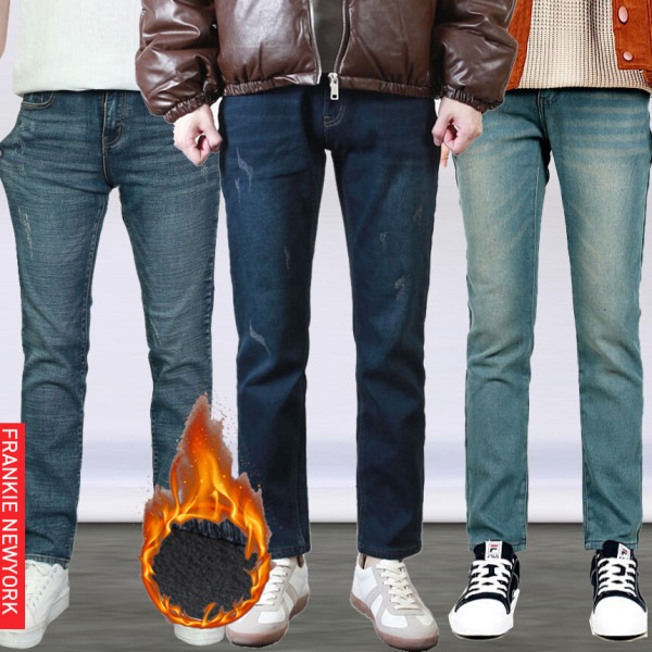 男性用ジーンズ/フリース/冬/スパン/メンズ/ラージ