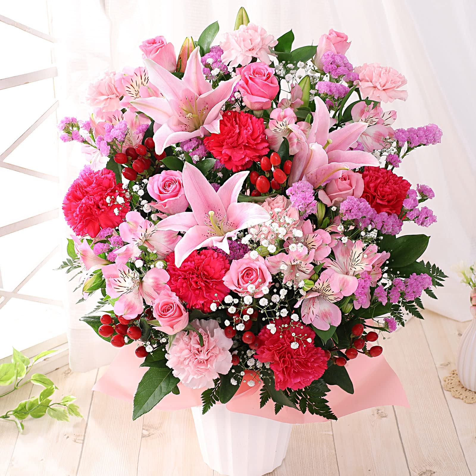 花 誕生日 プレゼント おまかせアレンジ ラグジュアリー・ピンク ギフト 記念日 お祝い 生花 女性