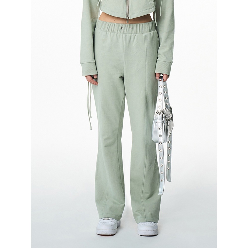 ILLIGO アイレットレースアップバンディングパンツカーキ