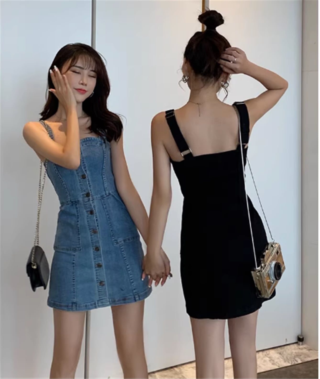 ワンピース デニムワンピース ノースリーブ タイト ミニ丈 大人可愛い きれいめ カジュアル セクシー おしゃれ 大人女子 こなれ感 ガーリー 主役級 存在感 夏 10代 20代 30代 レディース